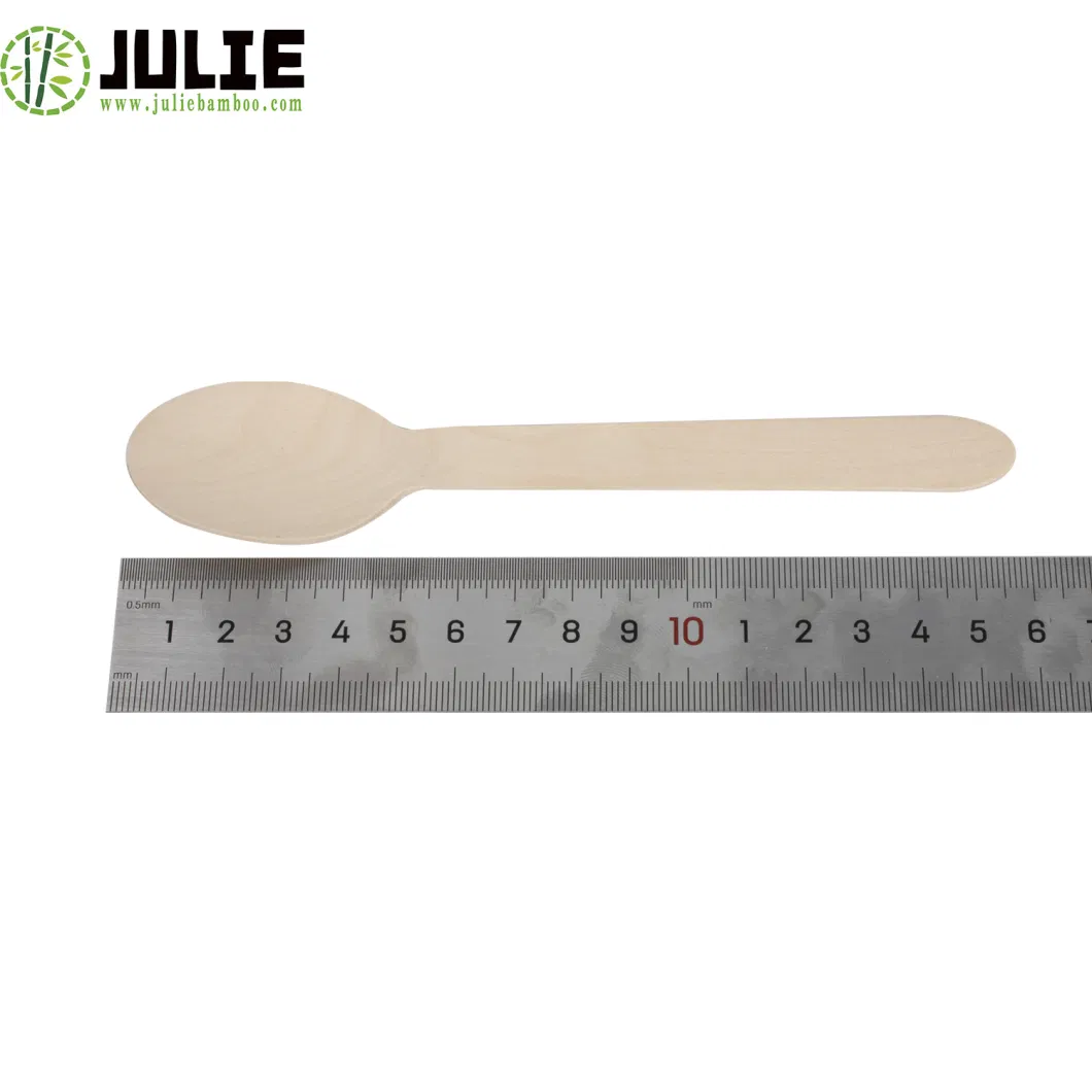 Food-Contacting Grade Hygienic Eco-Friendly Biodegradable High Quality Natural Birch Wood Cutlery Knife Fork Spoon 160mm