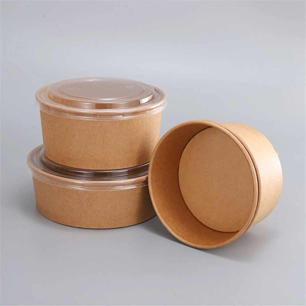 Biodegradable Paper Lunch Box Portable Food Container Disposable Eco Friendly Food Packaging Kraft Salad Bowl with Lid