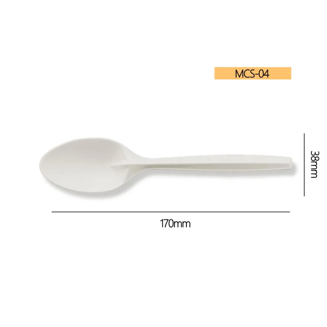 Microwavable Corn Starch Cheap Plastic Bio Hinged Biodegradable Water-Fast Cutlery Eco Compostable Spoon