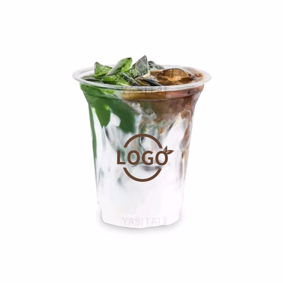 Biologisch abbaubarer, transparenter Einwegbecher aus PLA, 500/700 ml, zum Mitnehmen, für Getränke, Milch, Tee, Saft